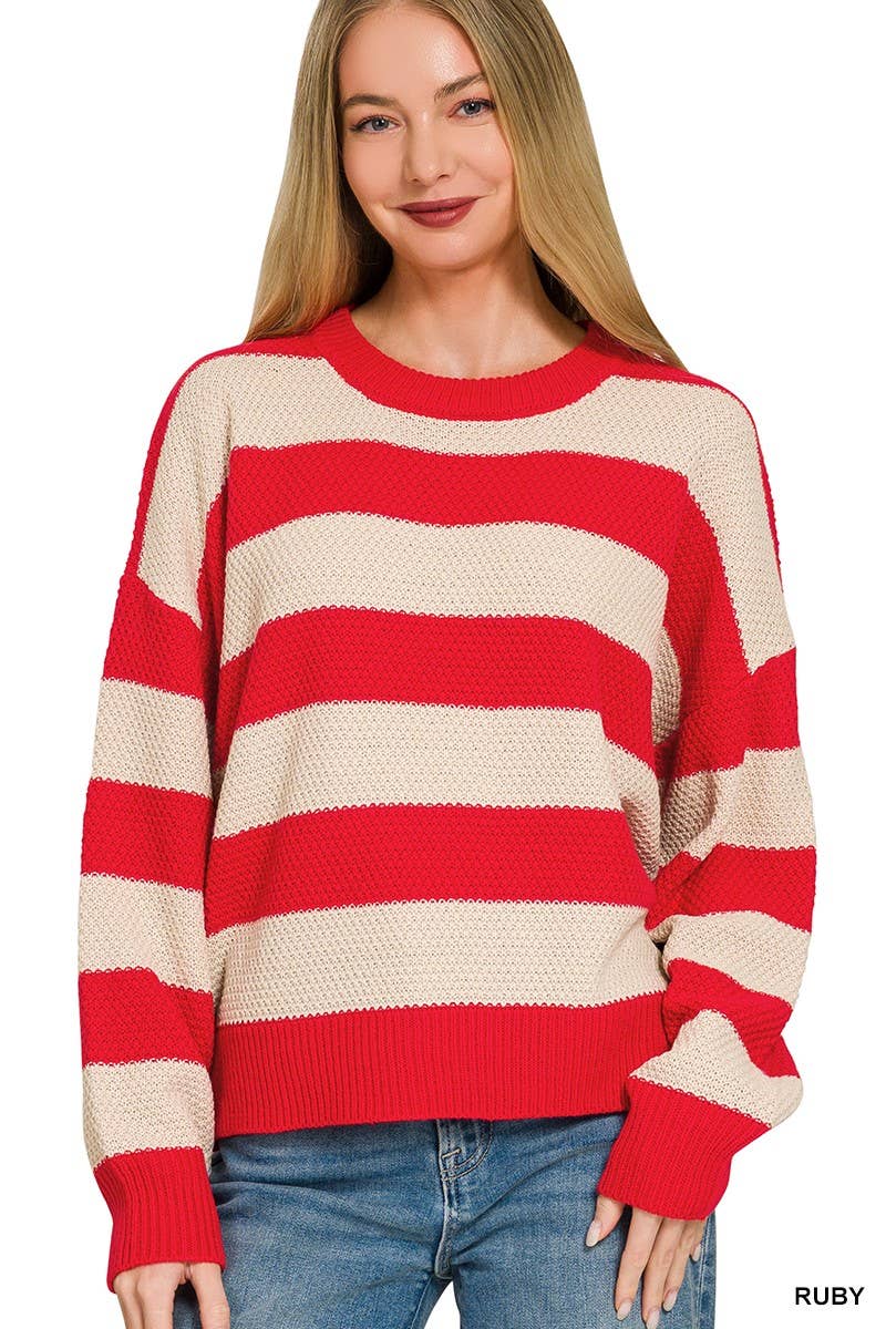 Striped Drop Shoulder Sweater