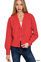 Melange Button Front Sweater Cardigan