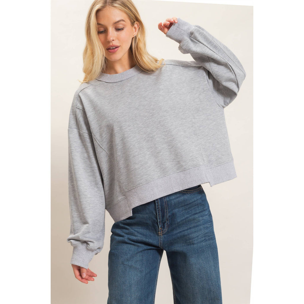 Ribbed Crew Neck Sweatshirt
