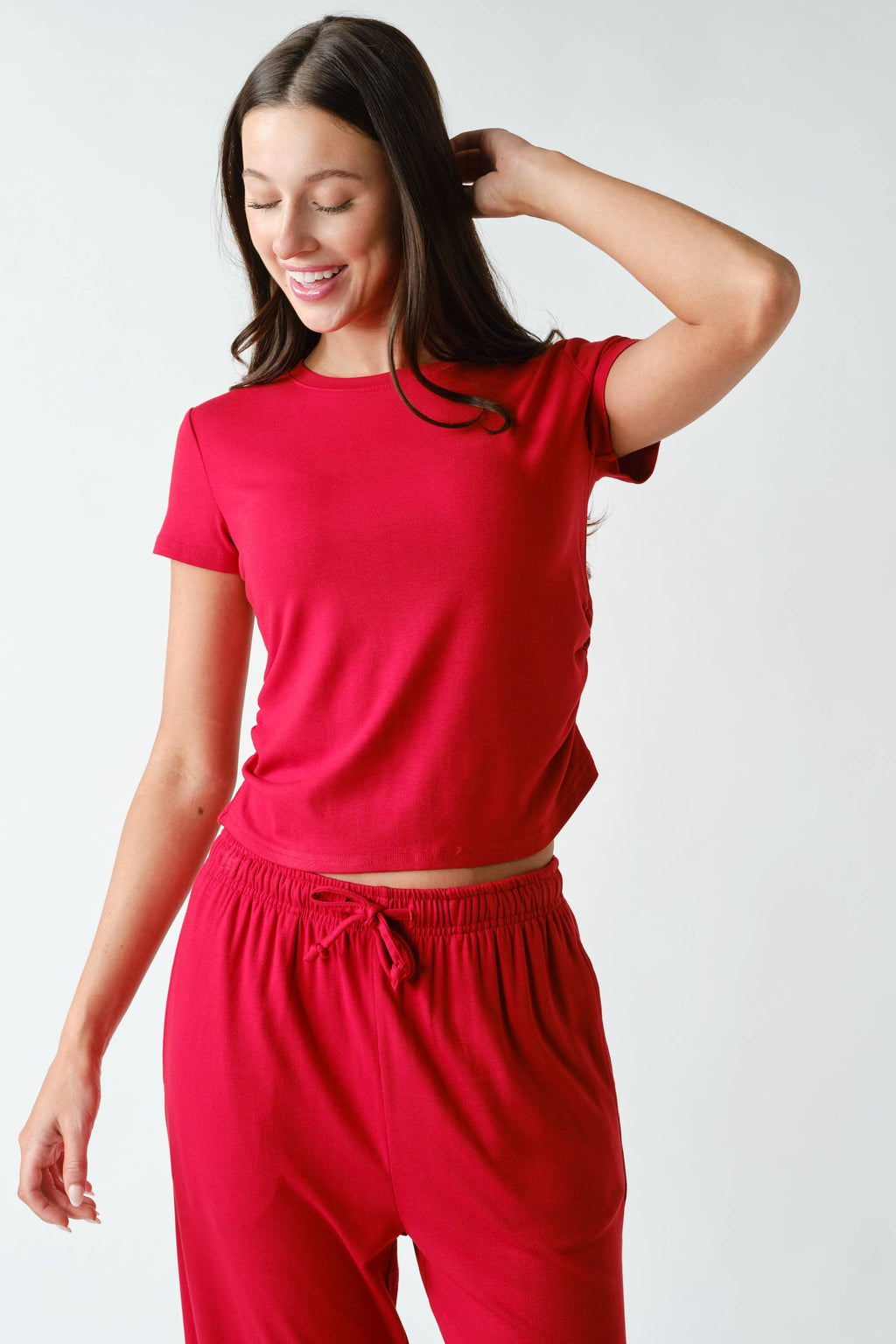 Marlow Short-Sleeve Ruched Two-Piece Set
