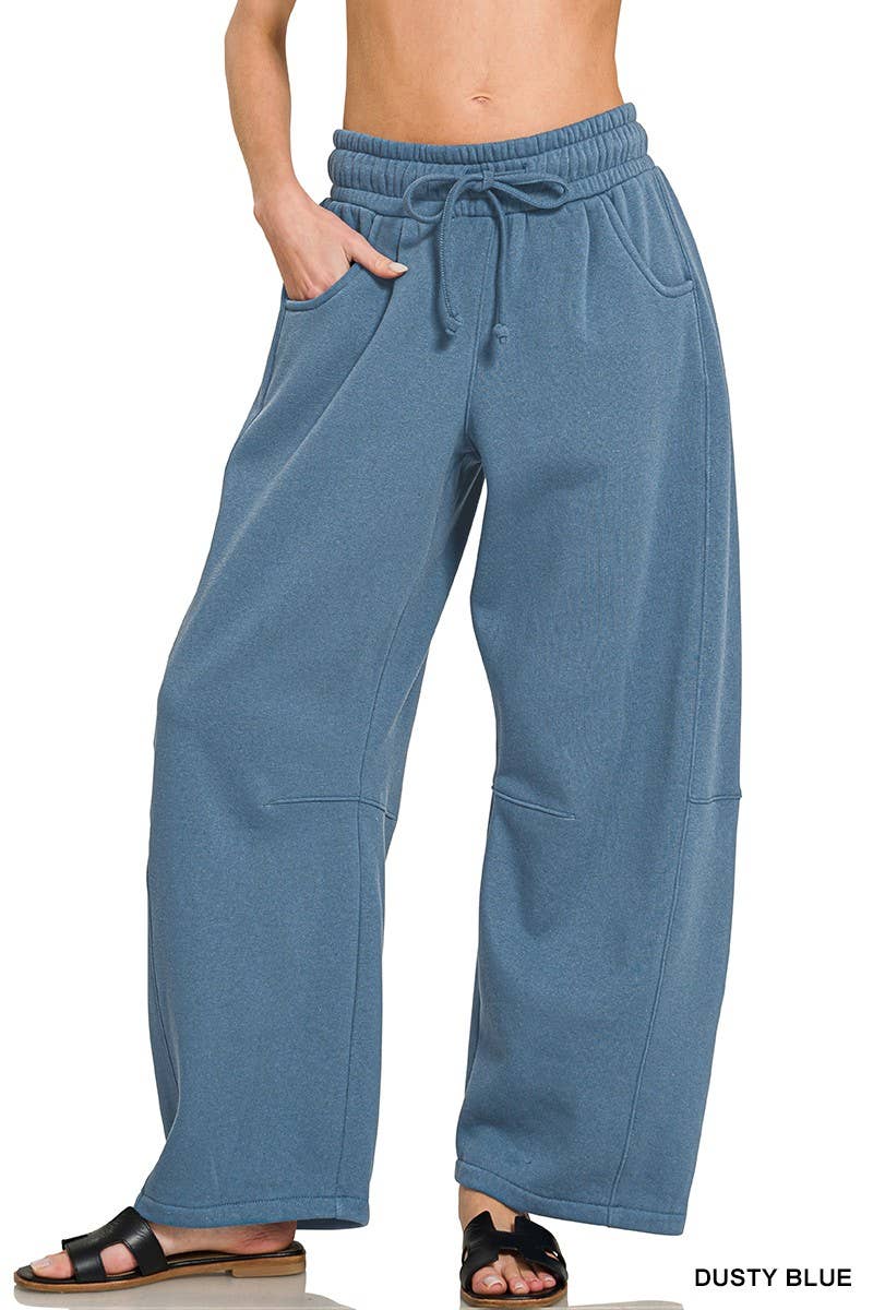 Fleece Barrel Leg Sweatpants