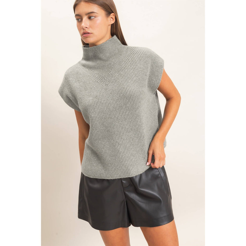 Sleeveless High Neck Sweater