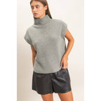 Sleeveless High Neck Sweater