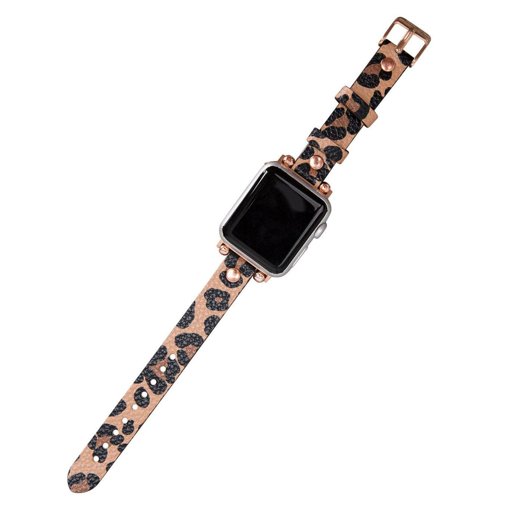 Apple Watch Band 38mm 40mm 42mm 44mm, Leather Watchband, Leopard Apple Watch Strap, iWatch Bracelet, Personalized Gift, Custom iWatch Band