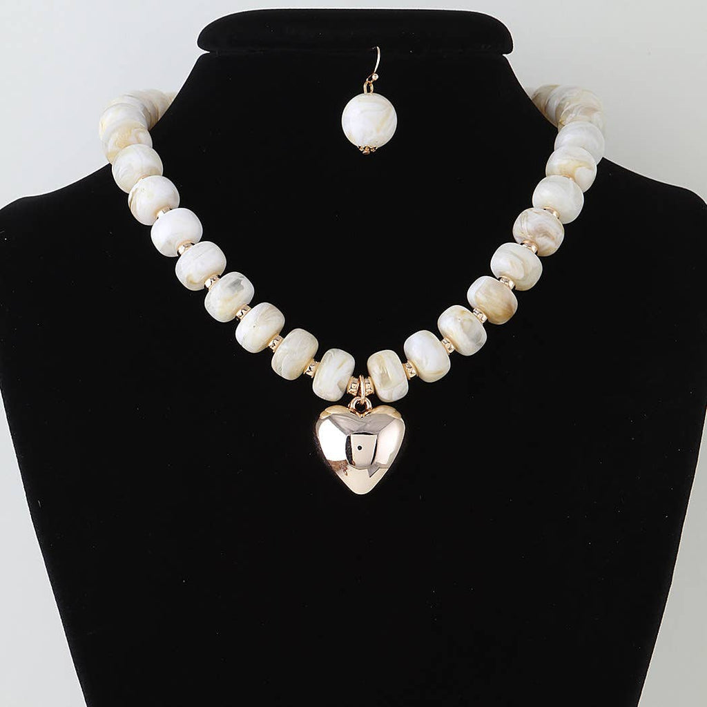 Playful Resin Bead Statement Necklace & Matching Earring Set