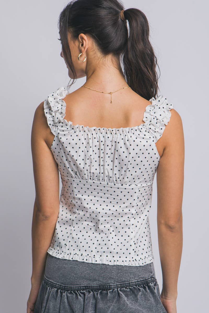 0226 Polka Dot Ruffle-Sleeve Top SI-29543