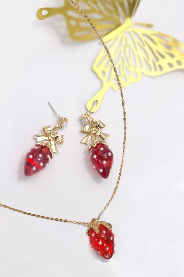 Strawberry Bow Earrings