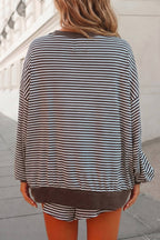 Striped Print Long Sleeve Top Loose 2pcs Set | S-XL