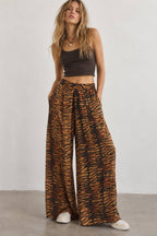 TIGER PRINT WIDE LEG PANTS