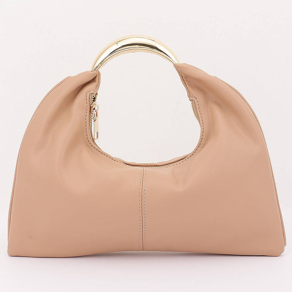 Metallic Top Handle Hobo Bag