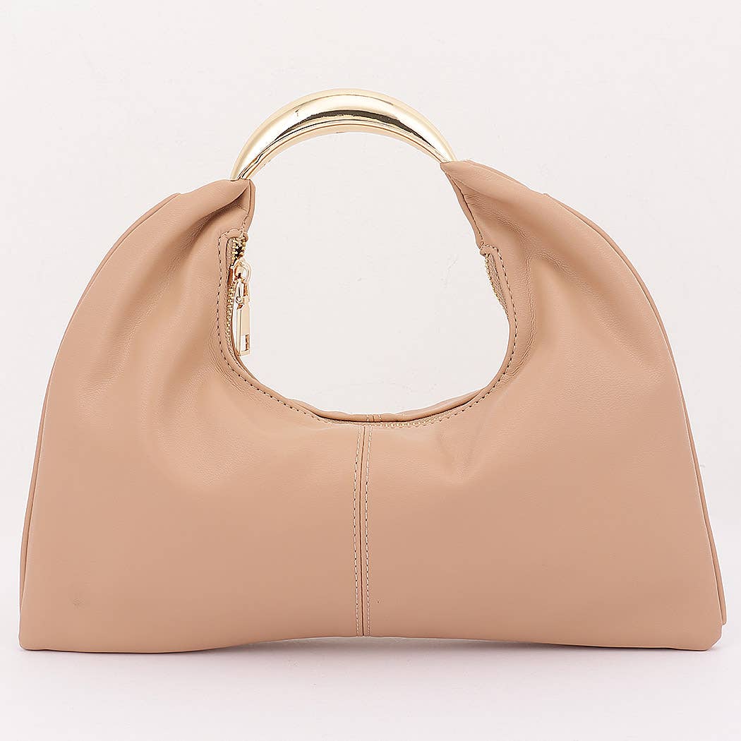 Metallic Top Handle Hobo Bag