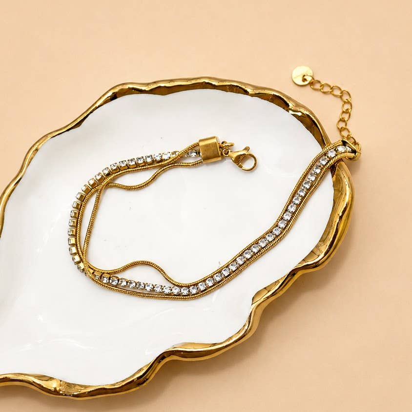 18K STAINLESS TARNISH FREE RHINESTONE BRACELET | 40B5269