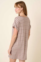 D1890-STRIPE DOLMAN T SHIRT DRESS