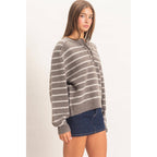 Stripe Henley Sweater