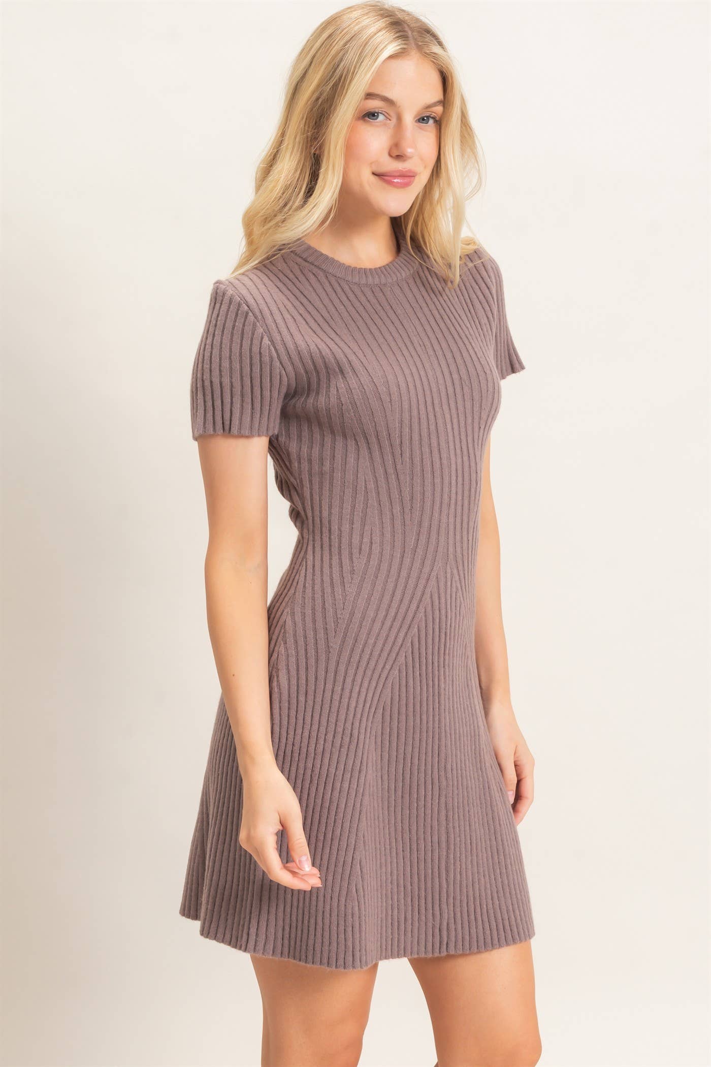 Ribbed Crew Neck Dress
