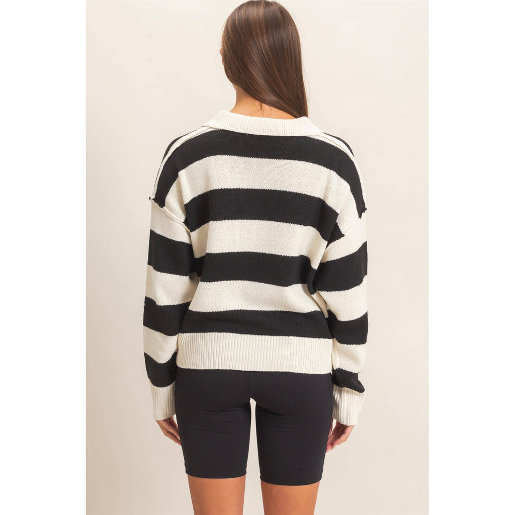 Rugby Stripe Polo Sweater