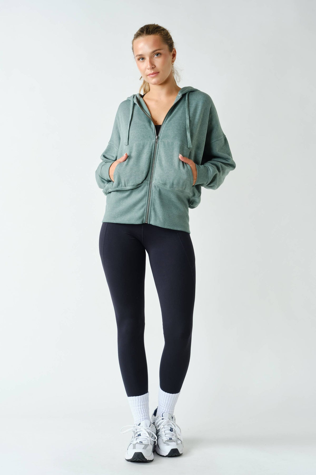 Fleece Hoodie Jacket with Tapered Sleeves