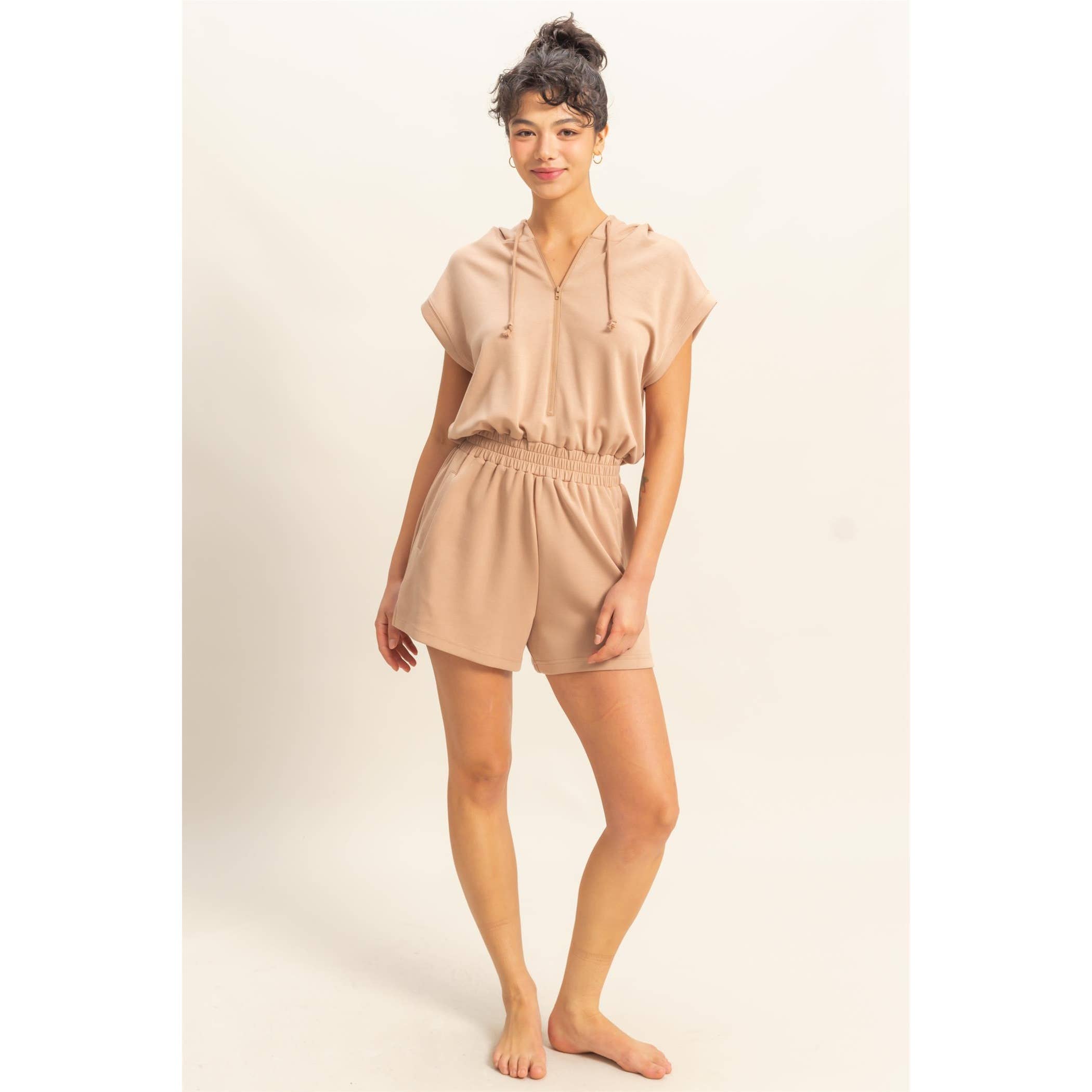 Half Zip Hooded Romper