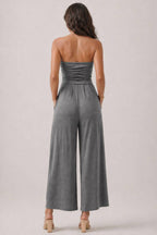 JR16435F - TUBE TOP W/SHIRRING PALAZZO ROMPER