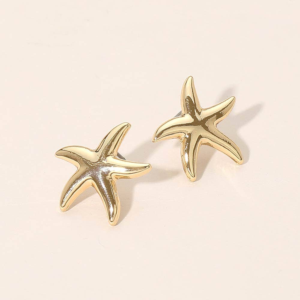 Metal Starfish Stud Earrings