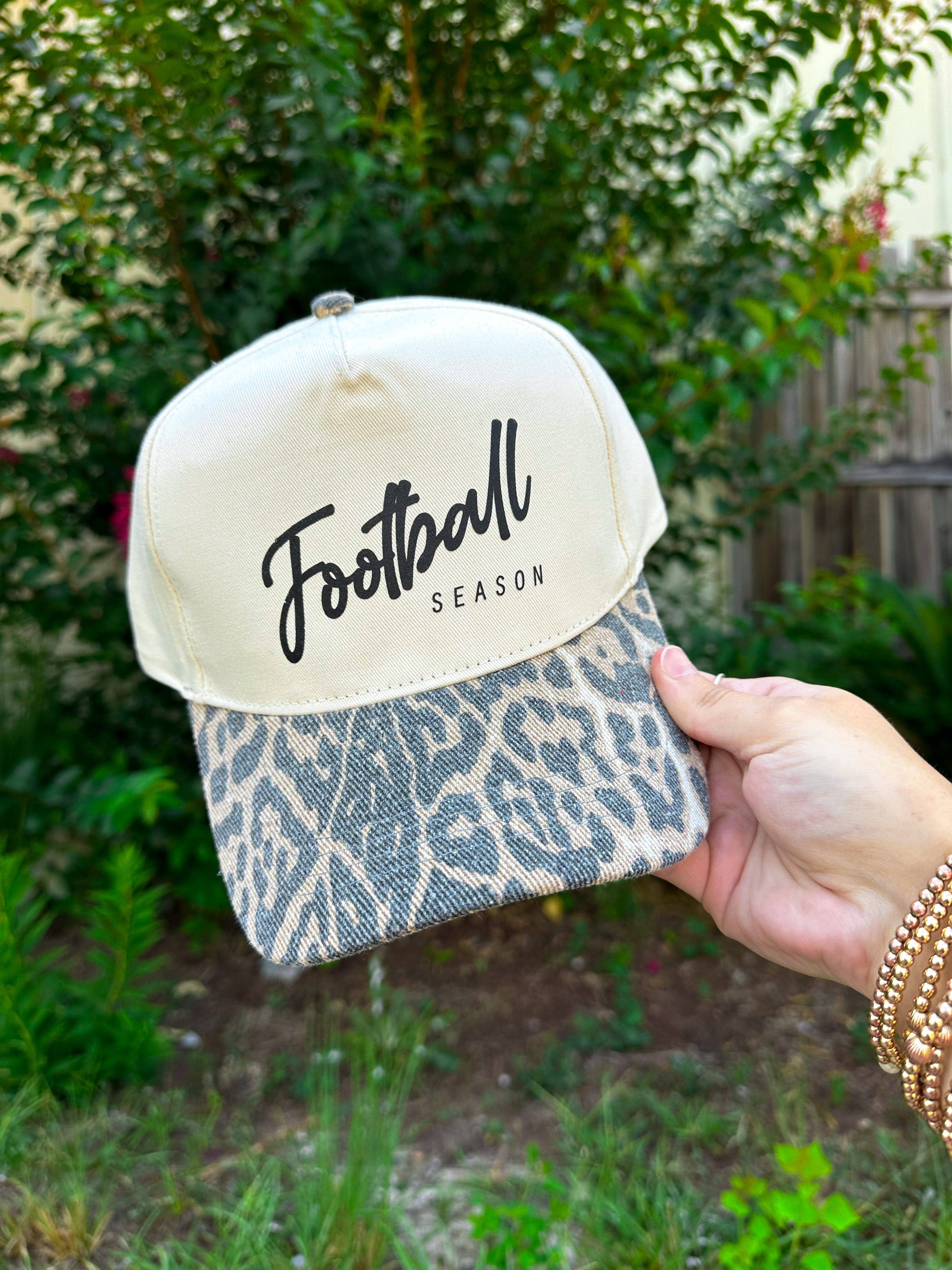 Football Season Washed Leopard Canvas Trucker
