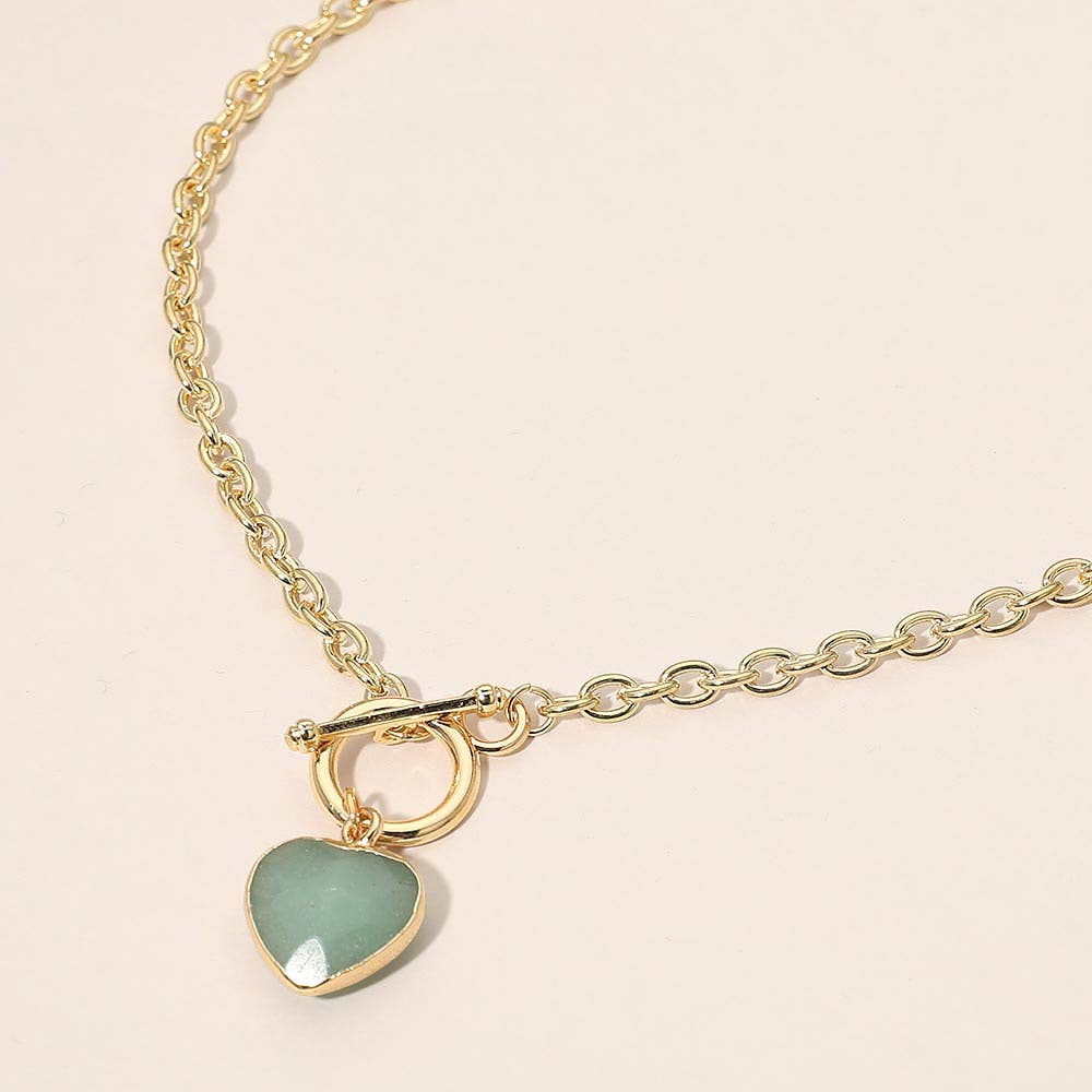 Heart Charm Pendant Toggle Necklace