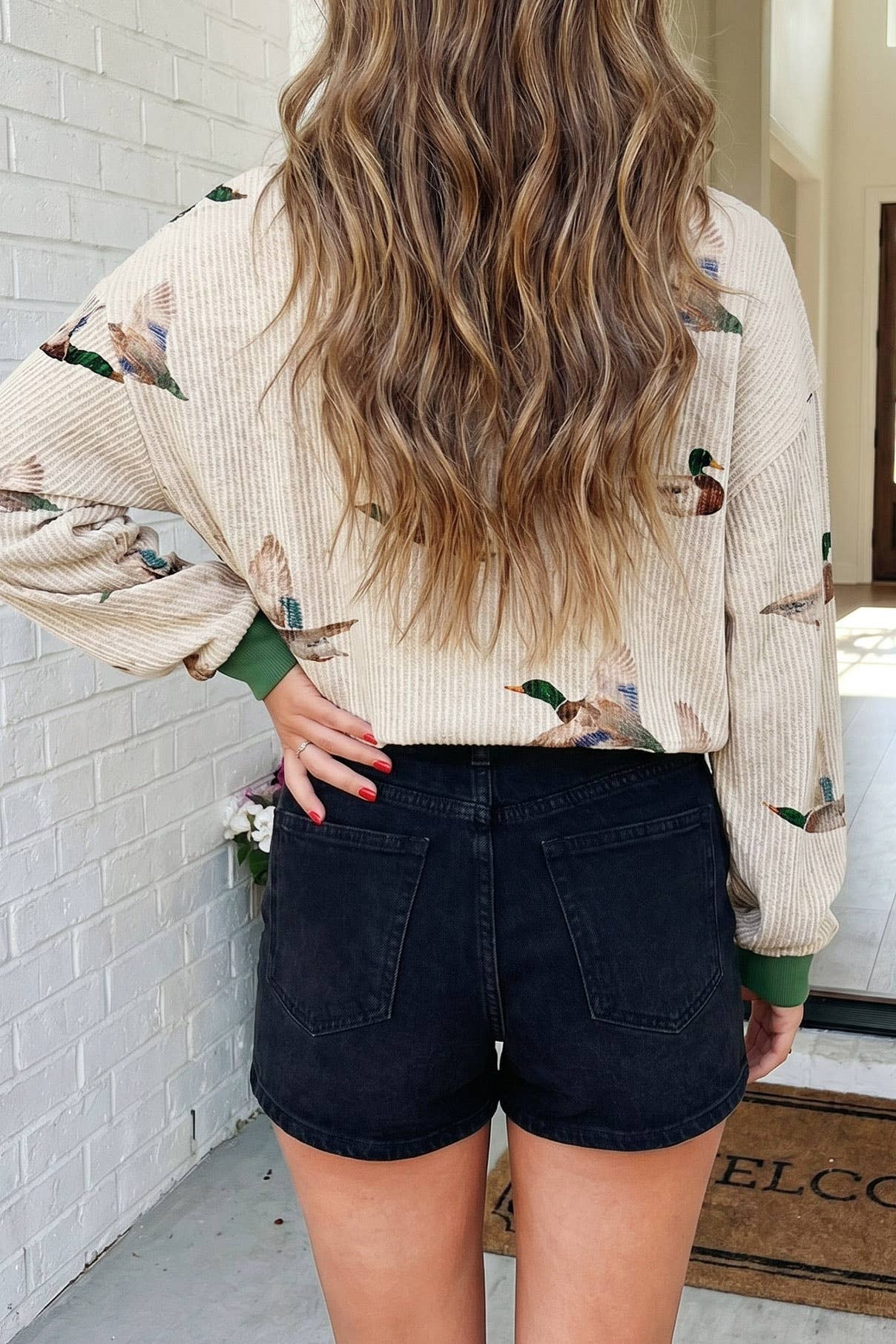 LAS-LIVE Western Mallard Patchwork Shift Sweatshirt (S-XL)