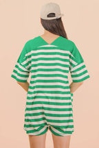 NP70994-Stripe Casual Knit Romper