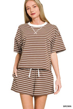 Striped Short Sleeve Tee + Shorts Set