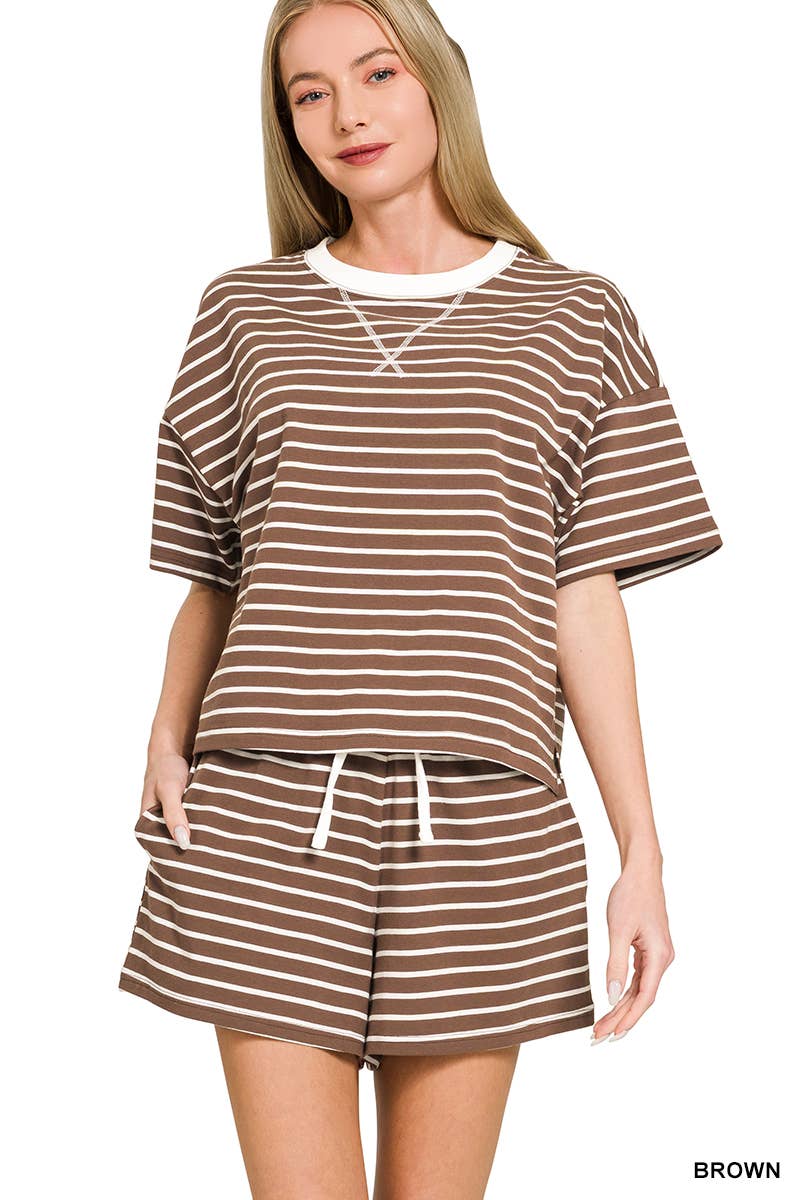 Striped Short Sleeve Tee + Shorts Set