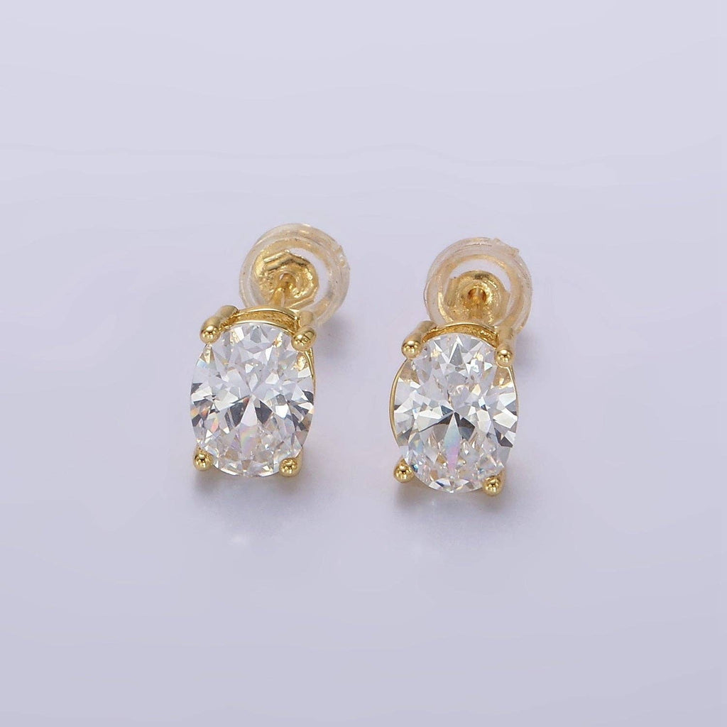 14K Gold Filled Oval Stud Earrings