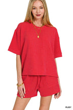 Corded Rib Short Sleeve Tee And Short Pants Set
