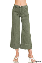 Mid Rise Wide Leg Cropped Color Denim Pants Zenana