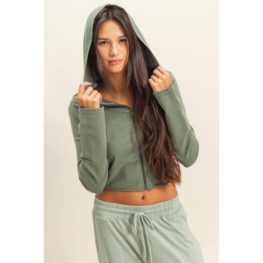Zip Up Cropped Hoodie