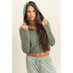 Zip Up Cropped Hoodie