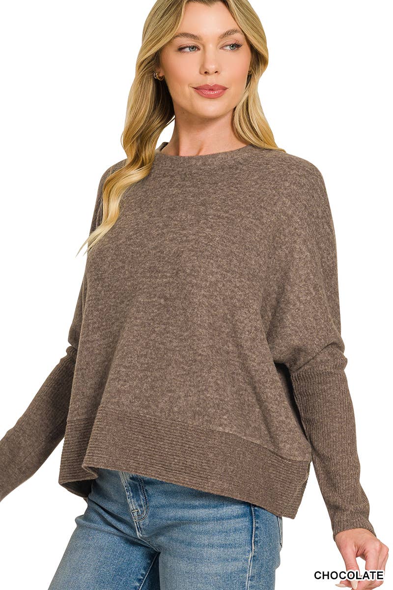 Brushed Melange Hacci Dolman Sleeve Sweater