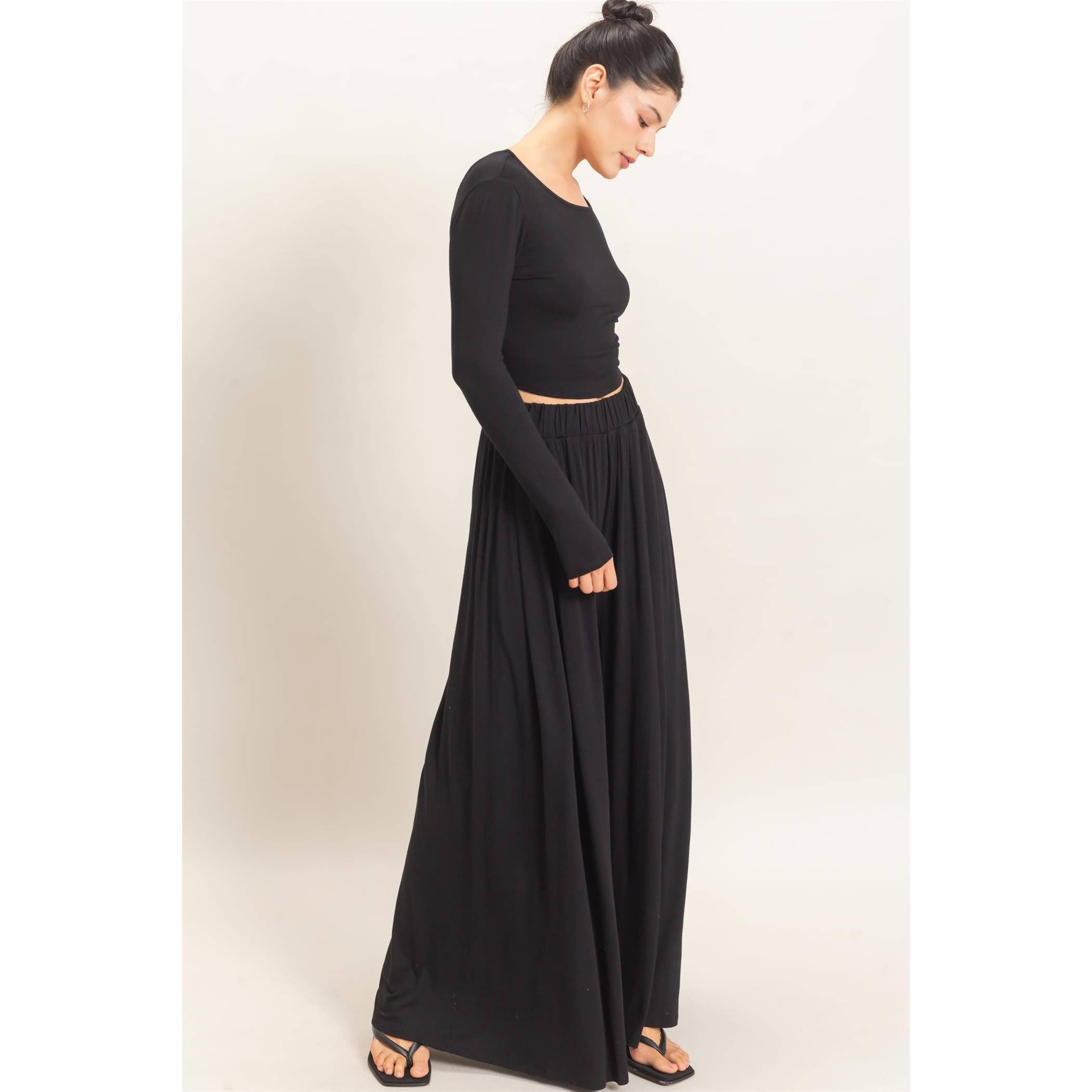 Long Sleeve Top & Wide Leg Pants Set