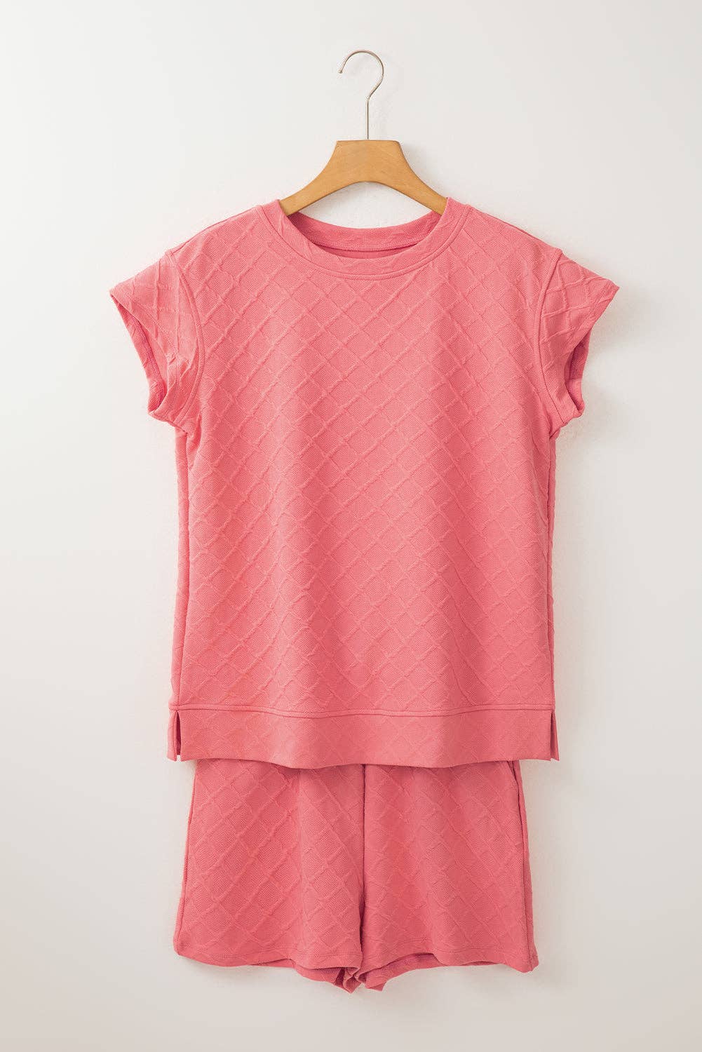 Checker Textured Tee and Drawstring Shorts