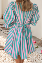 Red + Pink Striped Dress