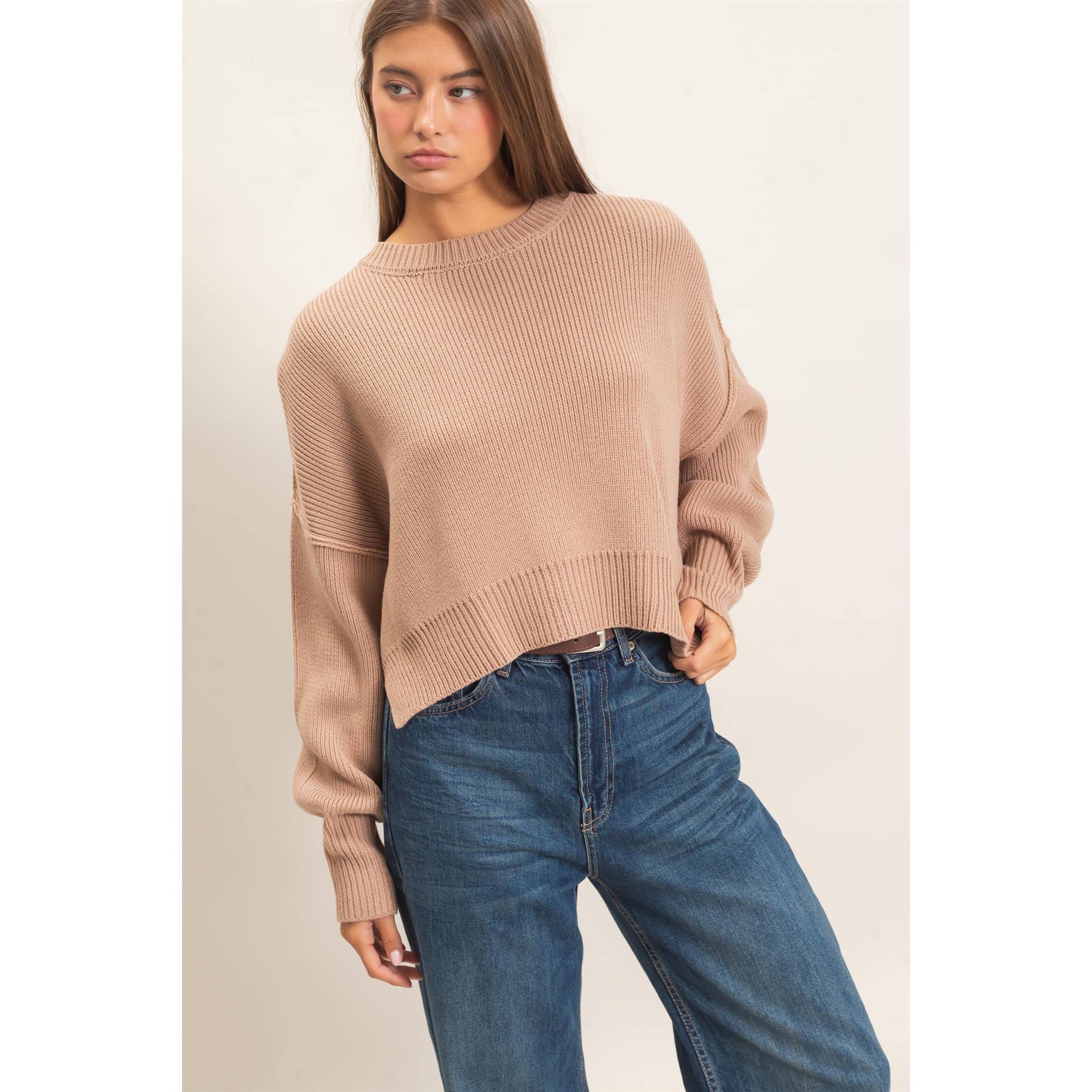 Ribbed Drop Shoulder Sweater