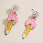 Elegant Pencil and Bow Pearl | Earrings