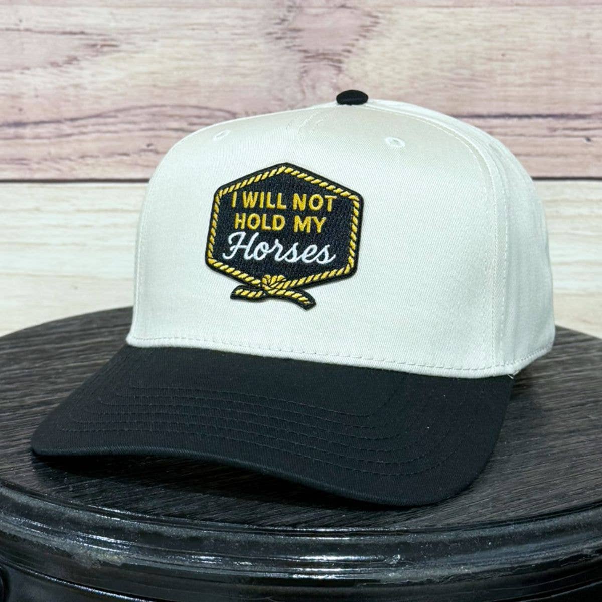 I Will Not Hold My Horses Patch | LC Elizabeth Original | Embroidered Trucker Hat