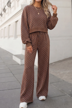 Polka Dot Print High Waist Pants Set | S-XL Plus 1X-4X