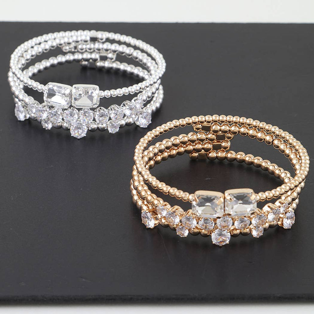 Multi Cubic Zirconia Beaded Bracelet