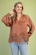 Satin V-neck Blouse