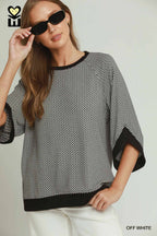 Textured Knit Raglan Sleeve Top