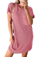 Summer Casual Short-Sleeve T-Shirt Dress with Pockets