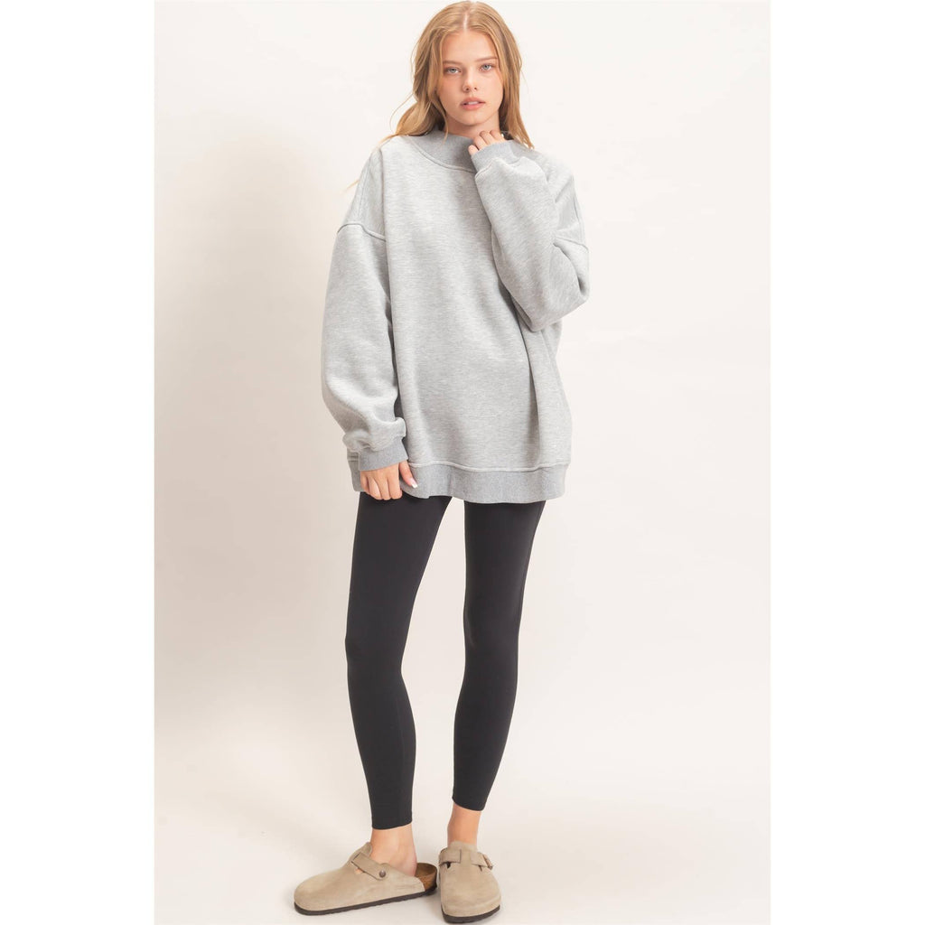 Enzyme Washed Mock Neck Sweatshirt