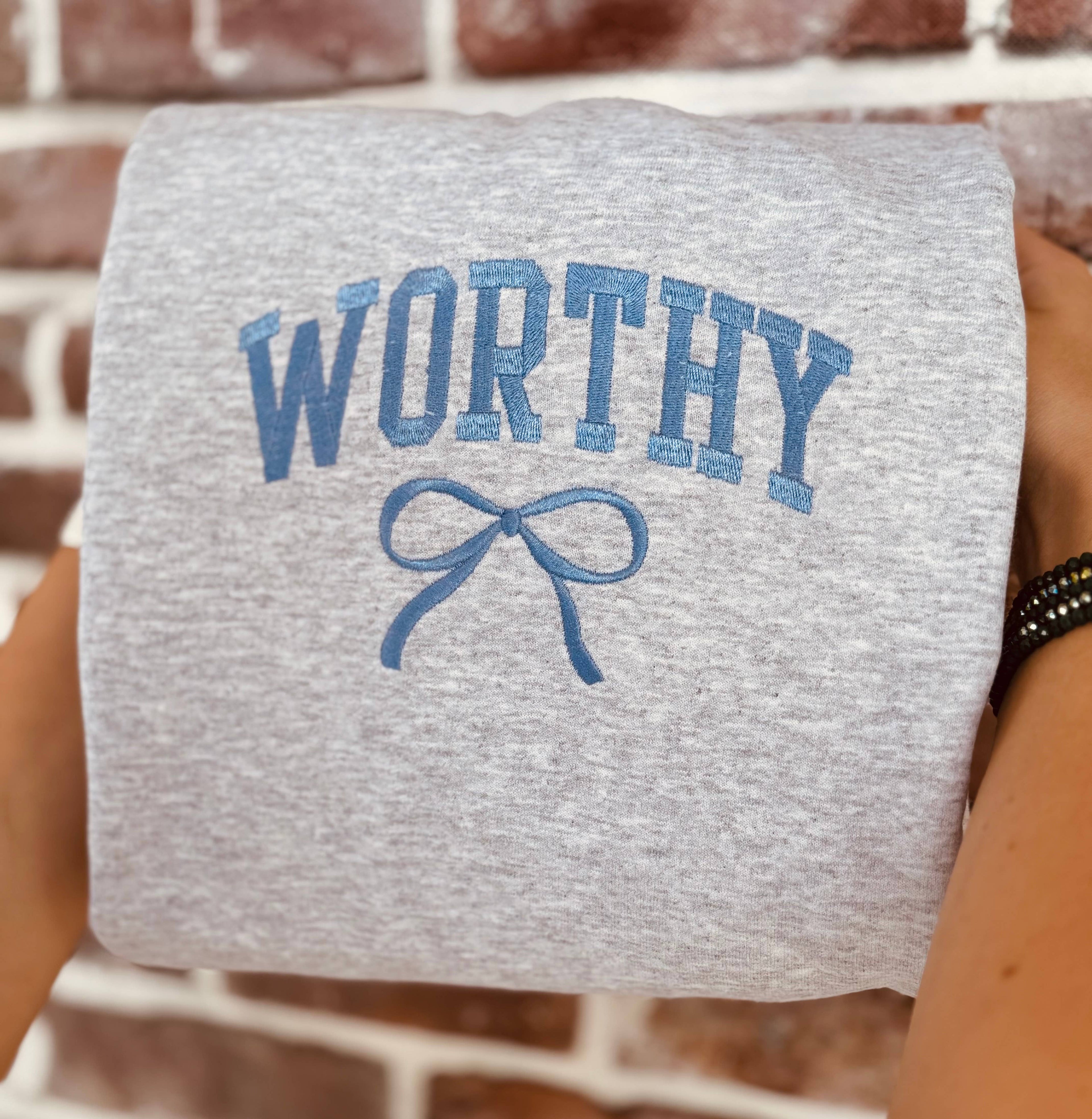 Worthy Embroidered Bow Sweatshirt