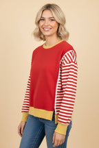HT20057 Contrast Stripe Sleeve Pullover